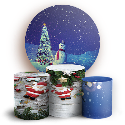 Capas Painel Redondo e Trio Cilindro Sublimado - Natal
