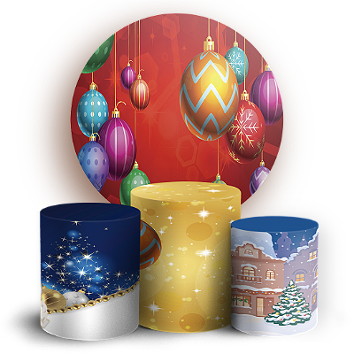Capas Painel Redondo e Trio Cilindro Sublimado - Natal
