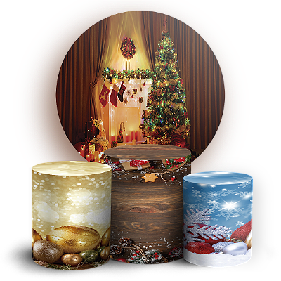 Capas Painel Redondo e Trio Cilindro Sublimado - Natal