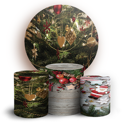 Capas Painel Redondo e Trio Cilindro Sublimado - Natal
