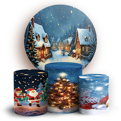 Capas Painel Redondo e Trio Cilindro Sublimado - Natal