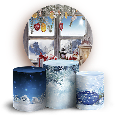 Capas Painel Redondo e Trio Cilindro Sublimado - Natal