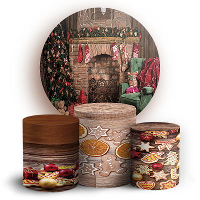 Capas Painel Redondo e Trio Cilindro Sublimado - Natal