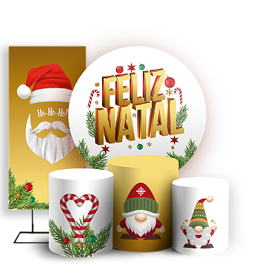 Capas Painel Redondo Trio Cilindro e Faixa Lateral Sublimado - Natal