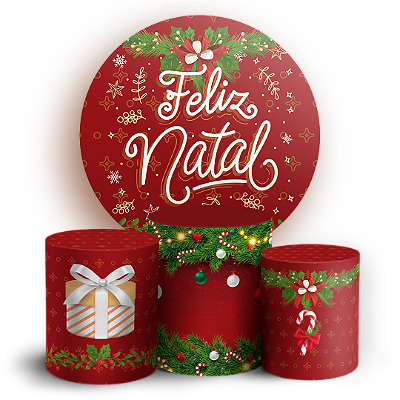 Capas Painel Redondo e Trio Cilindro Sublimado - Natal