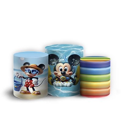 Trio Cilindro - Mickey Pool Party - Sublimado 3D