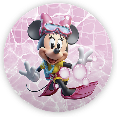 Painel Redondo - Minnie Pool Party - Sublimado 3D