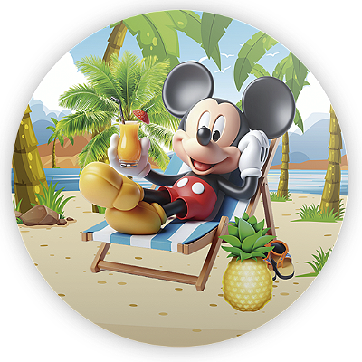 Painel Redondo - Mickey Pool Party - Sublimado 3D