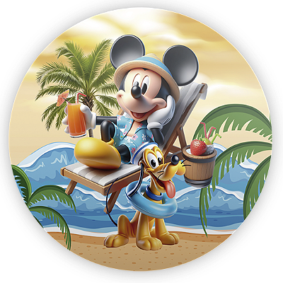 Painel Redondo - Mickey Pool Party - Sublimado 3D