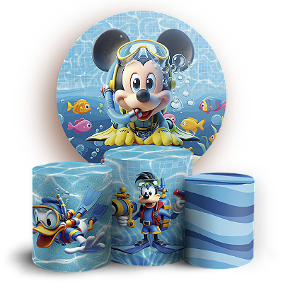 KIT Redondo e Trio - Mickey Pool Party - Sublimado 3D