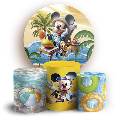 KIT Redondo e Trio - Mickey Pool Party - Sublimado 3D