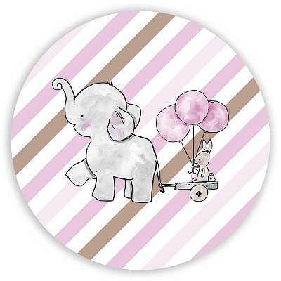 Mini Painel - Elefante Rosa - Sublimado 3D