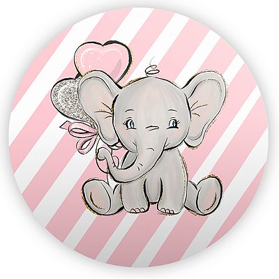 Mini Painel - Elefantinho Rosa - Sublimado 3D