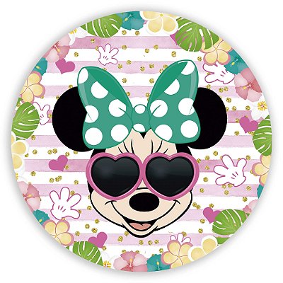Mini Painel - Minnie Tropical Rosa - Sublimado 3D