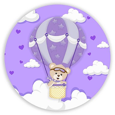 Mini Painel - Ursinha Baloeira Lilás - Sublimado 3D