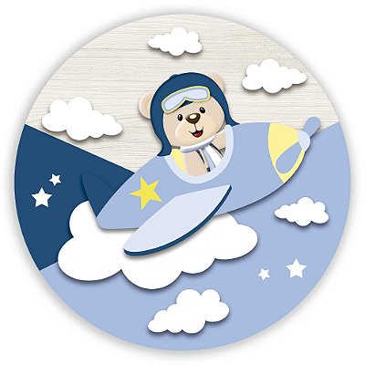 Mini Painel - Ursinho Aviao - Sublimado 3D