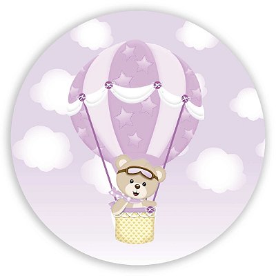 Mini Painel - Ursinho Balao Rosa - Sublimado 3D