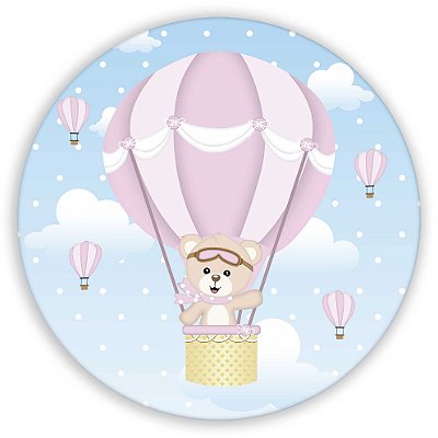 Mini Painel - Ursinho Balao Rosa - Sublimado 3D