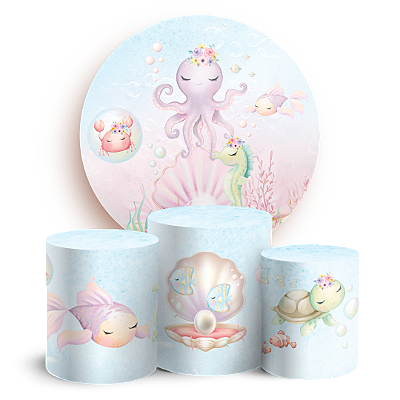 KIT Redondo e Trio - Fundo do Mar - Sublimado 3D
