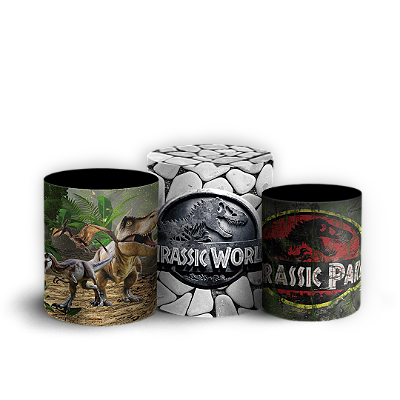 Trio Cilindro - Dinossauro Jurassic - Sublimado 3D