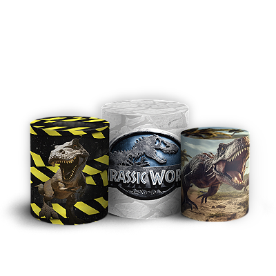 Trio Cilindro - Dinossauro Jurassic - Sublimado 3D