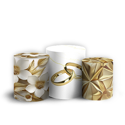 Trio Cilindro - Bodas De Ouro - Sublimado 3D