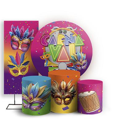KIT Redondo Trio e Faixa - Carnaval - Sublimado 3D