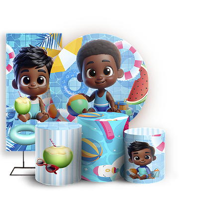 KIT Redondo Trio e Faixa - Pool Party - Sublimado 3D