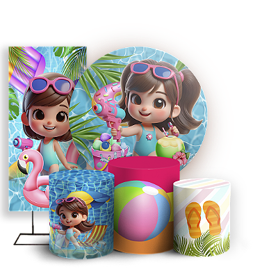 KIT Redondo Trio e Faixa - Pool Party - Sublimado 3D