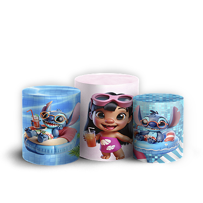 Trio Cilindro - Stitch Pool Party - Sublimado 3D