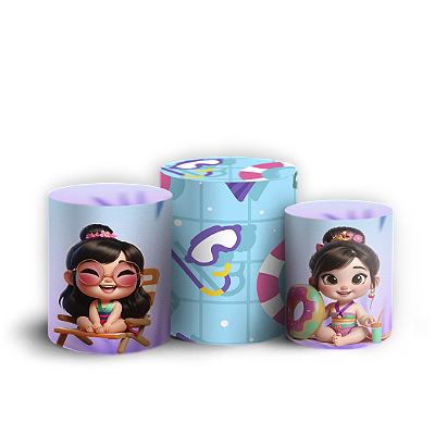 Trio Cilindro - Princesas Pool Party - Sublimado 3D
