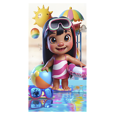 Faixa Lateral - Stitch Pool Party - Sublimado 3D