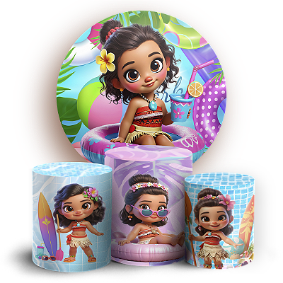 KIT Redondo e Trio - Princesas Pool Party - Sublimado 3D