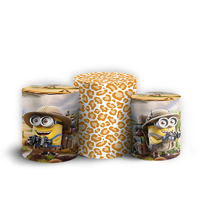 Capas Trio Cilindro Sublimado Vest Facil - Minions Safari