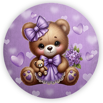 Mini Painel - Ursinha Roxa - Sublimado 3D