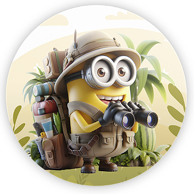 Painel Redondo - Minions Safari - Sublimado 3D