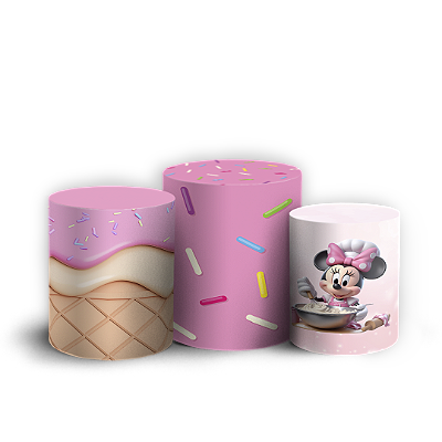 Trio Cilindro - Minnie Confeiteira - Sublimado 3D