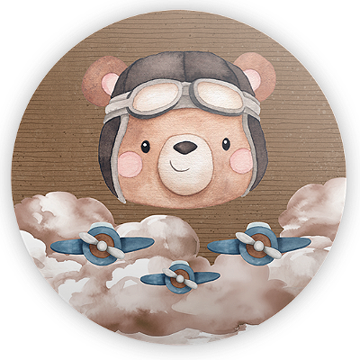 Mini Painel - Ursinho Aviador  - Sublimado 3D
