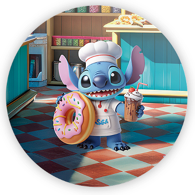 Mini Painel - Stitch Confeiteiro - Sublimado 3D