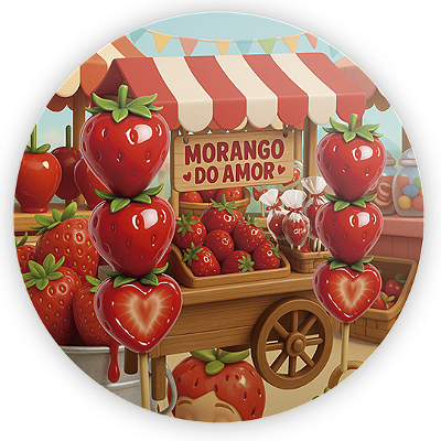 Mini Painel - Morango Do Amor - Sublimado 3D