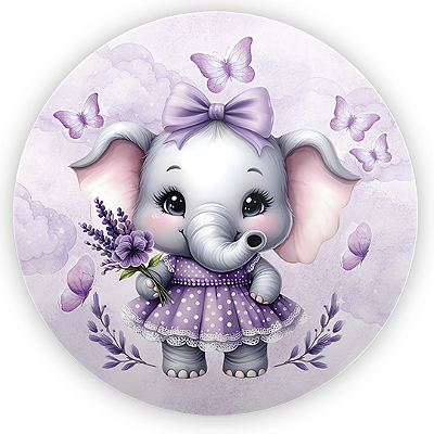 Mini Painel Sublimado 3D - Elefantinha Lilás