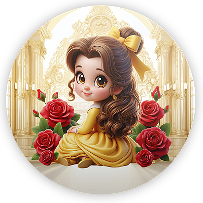 Capa Painel Redondo Sublimado - Princesa Bela e a Fera
