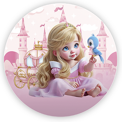Capa Painel Redondo Sublimado - Princesa Aurora Bela Adormecida