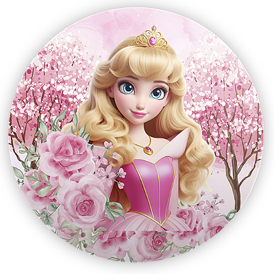 Capa Painel Redondo Sublimado - Princesa Aurora Bela Adormecida