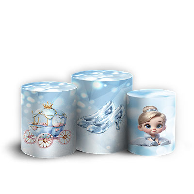 Trio Cilindro Sublimado 3D - Princesa Cinderela