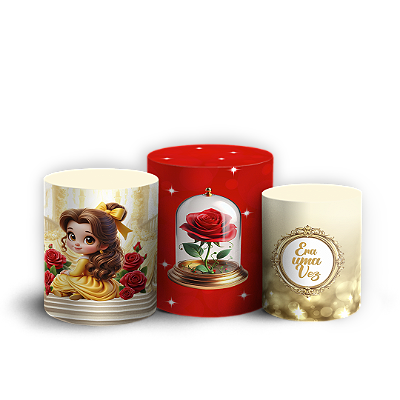 Trio Cilindro Sublimado 3D - Princesa Bela