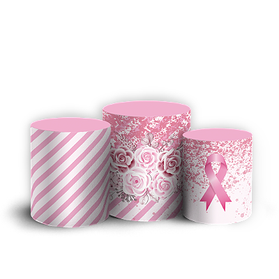 Trio Cilindro Sublimado 3D - Outubro Rosa