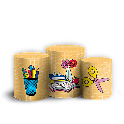 Trio Cilindro Sublimado 3D - Volta as Aulas