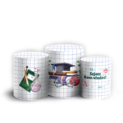 Trio Cilindro Sublimado 3D - Volta as Aulas