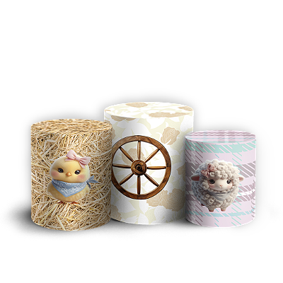 Trio Cilindro Sublimado 3D - Fazendinha